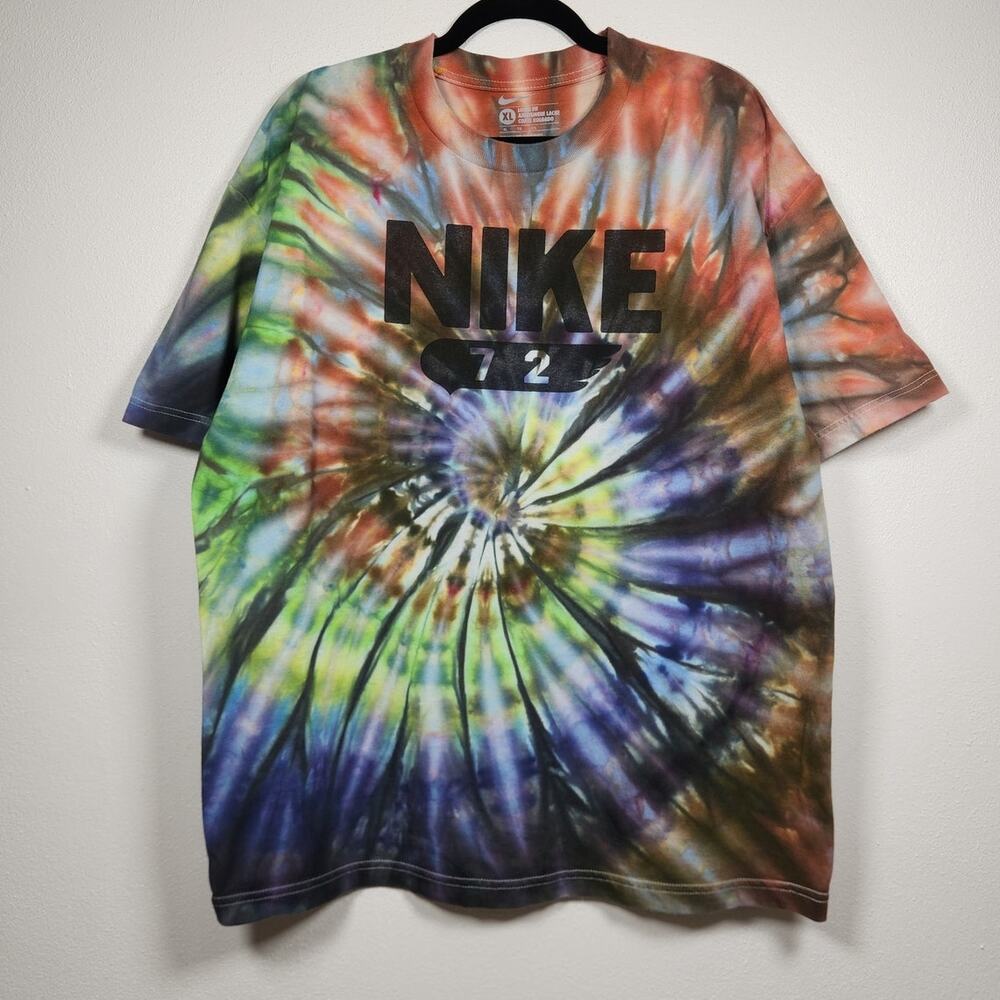 y2k Nike Swirl Custom Ice Tie Dye Shirt XL Skate Grunge Art Nature